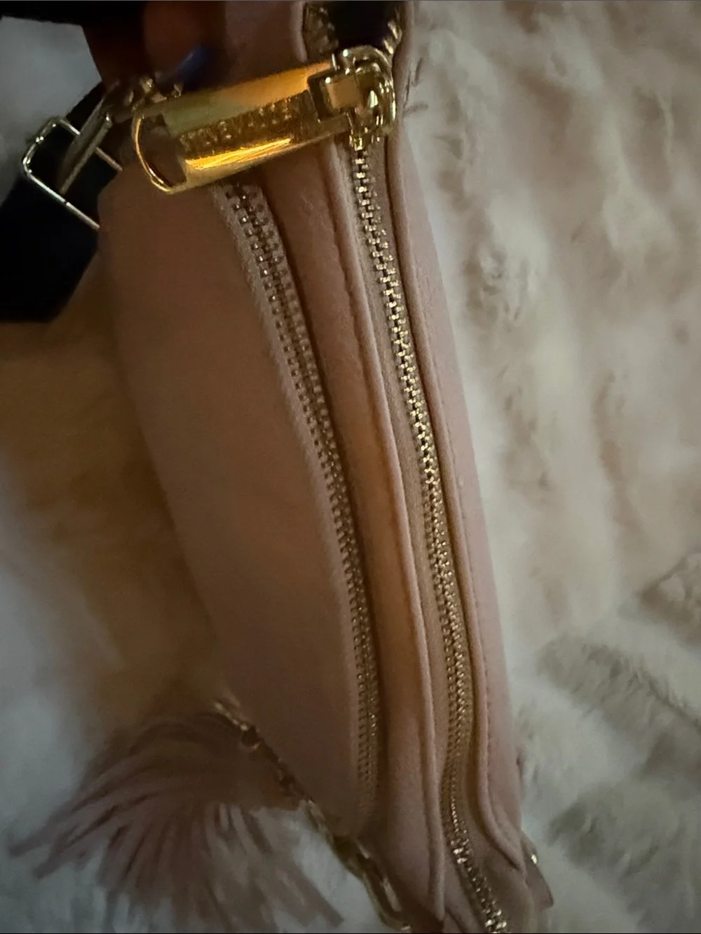 Steve Madden Blush Pink Leather Crossbody with Black Strap